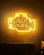 Check Engine Neon Sign for Wall decor, Dimmable Car LED Wall Sign with USB Powered for Garage, Workshop, Man Cave Auto Repair Shop by Raipile