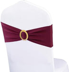 Pack of 100 Dark Burgundy Chair Sashes with Gold Buckles, Chair Bands Bows by WENSINL