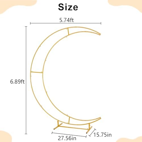 Half Crescent Moon Wedding Arch Backdrop Stand 6.9FT Party Ceremony Arch - Image 4