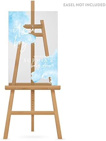 Andaz Press Custom Large Baby Shower Welcome Sign, 16" x 24", Baby Blue Watercolor It's A Boy Personalized Acrylic Welcome Sign, Signage, Acrylic Sign for Baby Sprinkle, Fall Baby Shower Decorations - Image 3
