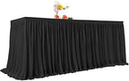 PARTISKY Black Polyester Table Skirt for Rectangle Tables 17ft, Wrinkle Resistant Pleated Ruffle Table Cloth for Banquet Wedding Trade Baby Shower Display Gift Dining Table - Image 2