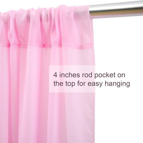 10ft x 10ft Pink Backdrop Drapes, Wrinkle-Free Sheer Chiffon Fabric Backdrop Curtain, Wedding Arch Draping for Ceremony, Party, Galentines Day Decor, Photo Booth Background - Image 4