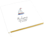 Andaz Press Personalized Baby Shower Guestbook with Gold Accents, Watercolor Nautical Sailboat Custom, White Guest Sign in Registry 120 Pages 8.5 X 8.5 Memories Book for DIY, Scrapbook, Photo Album by AndazPress