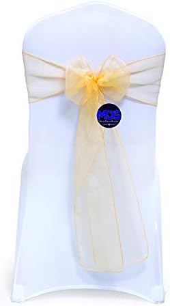 MDS Pack of 100 Organza Chair Sashes for Wedding & Event Décor – Gold by MDS