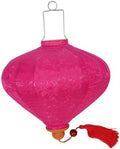 Pink Vintage Hanging Lantern with Floral Tassel Cloth Metal Oval Decor by Happyyami
