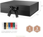 PACKHOME 3 Extra Large Black Gift Boxes Ribbon Magnetic Lids 17x14.5x5.5in - Image 2