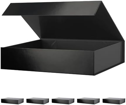 PACKHOME 6 Black Gift Boxes 11.5x8x2.5in with Magnetic Lids for Shirt by PACKHOME