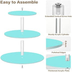 J JOYSAY Light Blue Teal Pattern Acrylic Cupcake Stand 3 Tier Dessert Table Display Set Clear Cake Stands for Wedding Baby Shower Party Decorations Easy Assembly Macaron Tower - Image 2