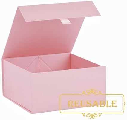 5 Pcs Pink Gift Box 8x8x4 Inches Small Gift Boxes for Presents with Magnetic Closure Lid Luxury Collapsible Gift Box Bridesmaid, Wedding, Birthday Boxs for Gift Packaging - Image 2
