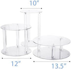3 Tier Large Acrylic Glass Round Wedding Cake Stand, 10'' 12'' 13.5'' - Image 3