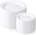 FLOWERCAT 200PCS White Plastic Plates Disposable Plates for Party - White Bulk Plastic Plates - 100 10" Dinner Plates and 100 7" Salad Plates for Wedding & Summer Parties and Events by FLOWERCAT