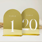 Gold Mirror Arch Table Numbers for Wedding, 20 Pack 5x7" Gold Mirror Arch Acrylic Signs with Stand Acrylic Table Numbers 1-20, Perfect for Wedding Reception by JINMURY