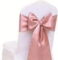 50 Pack Satin Blush Pink Chair Sashes for Wedding Gender Reveal Party Birthday Reception, Banquets Chairs Decorations, Blush Pink Satin Chair Bows for Folding Chairs, Light Rose Gold Color by JFDYDM