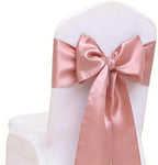 50 Pack Satin Blush Pink Chair Sashes for Wedding Gender Reveal Party Birthday Reception, Banquets Chairs Decorations, Blush Pink Satin Chair Bows for Folding Chairs, Light Rose Gold Color by JFDYDM