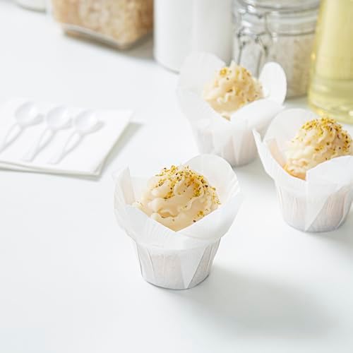 Restaurantware-6 Ounce Daffodil Baking Cups, 200 Oven-Ready Cupcake Liners - Freezable, Disposable, White Paper Muffin Cases, For Wedding Parties, Baby Showers and More - Image 3
