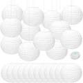 24 Packs White Paper Lanterns 10 Inch Chinese Japanese Hanging Paper Lanterns Lamp Round with Clear Fishing Line DIY Table Centerpiece Decoration for Wedding Birthday Party Baby Shower Indoor Outdoor by MOTOTO