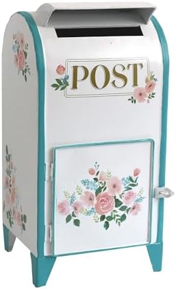Vintage Wedding Mailbox Post Box Large Metal Wedding Decor Card Box Mail Boxes with Slot & Lid Flower Bird Design for Retro Antique Baby Birthday Shower Graduation Party Reception Gift - Image 6