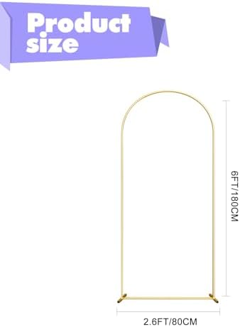 Wedding Arch Backdrop Stand 6FT Gold Wedding Balloon Arched Backdrop Stand Square Arch Frame for Birthday Party Bridal Baby Shower Ceremony Decoration, ZG02-3 - Image 3
