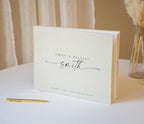 Personalized Guest Book - 11.5" x 8.5" Custom Bride & Groom Names with Bookmark and Hard Cover 140 GSM Blank Pages, for Weddings Guest Book, Engagements, Birthdays, Special Events, Cream - Image 6