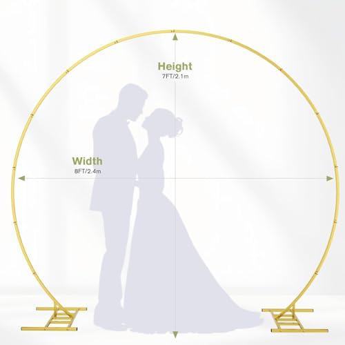 EMART Round Backdrop Stand 8FT Gold Balloon Arch Stand Metal Circle Arch - Image 6