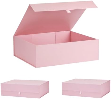 Extra Large Pink Gift Box 3 Pack 19x16x6 Inches,Gift Boxs for Presents with Lid Magnetic Closure Collapsible,Bridesmaid Proposal Box,Birthday, Christmas,for Clothes and Large Gifts by PLINJOY