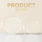 bUCLA 100PCS Clear and Gold Plastic Plates - Clear Disposable With Gold Rim Include 50 Each (10 inch Dinner & 7 inch Dessert) Plates, Ideal for Party & Thanksgiving - Image 2