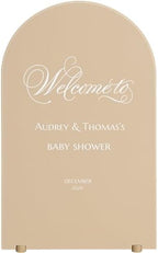 Personalized Baby Shower Vinyl Decal | Custom Welcome Sticker for Wall, Mirror, Acrylic Sign or Photo Backdrop | Elegant Script Design for Gender Reveal and Party Decor w163 by Unknown