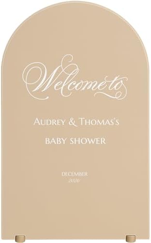 Personalized Baby Shower Vinyl Decal | Custom Welcome Sticker for Wall, Mirror, Acrylic Sign or Photo Backdrop | Elegant Script Design for Gender Reveal and Party Decor w163 by Unknown