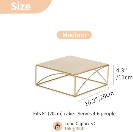 NUPTIO Gold Square Cake Stand, 10 Inch Metal Cupcake Holder - Image 5