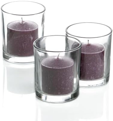 Set of 72 Richland Votive Candles Purple Unscented and 72 Clear Glass Eastland Votive Holders by Richland