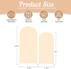Champagne Arch Backdrop Cover 2 Set - 6.6FT, 5FT Spandex Fitted Wedding Arch Stand Covers Round Top Chiara Arch Backdrop Stands Cover for Birthday Parties Banquet Photo Background Decoration - Image 2