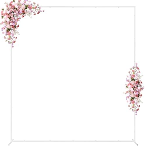 Wokceer Square Wedding Arch Backdrop Stand White Metal Arch 7.2FT x 6.6FT by Wokceer