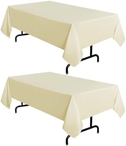 sancua 2 Pack Beige Tablecloths 60x102 Inch for 6 Feet Rectangle Tables by sancua