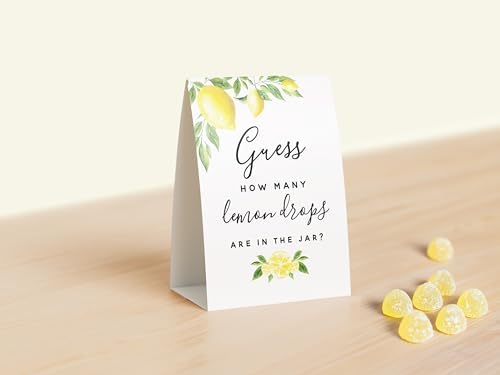 Your Main Event Prints Guess How Many Lemon Drops Game - Perfect for Baby Showers, Weddings, Bridal Showers, Birthdays, and More - Includes 1 Self-Standing Sign and 50 Guessing Cards (Pack of 2) - Image 3