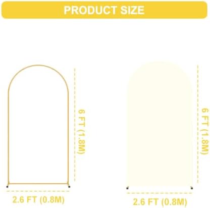 6FT Arch Backdrop Stand and Beige Cover Set,Balloon Arch Stand - Image 3