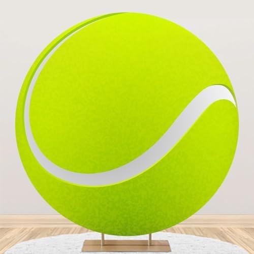 Renaiss 7.5x7.5ft Green Tennis Ball Round Backdrop Cover Tennis Themed Circle Photography Background Tennis Match Sports Theme Birthday Baby Shower Fans Athletes Party Decor Arch Photo Booth Props by Renaiss