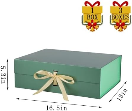 BoxSkivra Green Extra Large Gift Box 16.5x13x5.3 In Jumbo Box, 3 Pack - Image 3