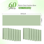 YMHPRIDE 60 PCS Sage Green Satin Chair Sashes, 7x108 Inch Ties Chair Bows - Image 2