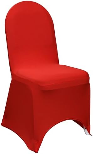 YOUR CHAIR COVERS - 50 Pack Stretch Spandex Banquet Chair Cover - Red, Wedding Slip Covers, Premium Quality Chair Cover by YourChairCovers