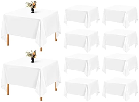 Showgeous 52x52 Inch White Square Tablecloths, Polyester Table Covers by Showgeous