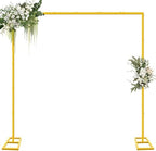 8FT x 8FT Backdrop Stand Kit - Gold Portable Adjustable Stand,Square Metal Arch Party Frame for Wedding/Baby Shower/Birthday Parties/Banquet by DEYIXUN