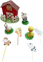 Farm animal cake toppers Set - Centerpieces for birthday & baby Shower parties - rabbit pig cow rooster horse duck barn (Red, Barn + 6 centerpieces 3D) - Image 4
