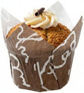Restaurantware-Premium 1.2-oz Baking Cups: Regular-Tulip Paper Baking Cups Perfect for Muffins, Cupcakes or Mini Snacks - Brown Chocolate Wisp Print Design - Disposable - 200-CT by Restaurantware