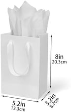Papertide 36 Pack White Mini Gift Bags 5.2×3.2×8 inch with Tissue Paper - Image 7