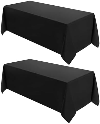 VidaFete Classic Series 2 Pack 90 * 132inch Black Rectangle Tablecloth by VidaFete