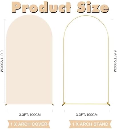 6.6 FT Arch Stand with Arch Stand Cover, Wedding Arch Backdrop Stand and Beige Arch Cover for Birthday Party Wedding Ceremony Bridal Baby Shower, BS01-5 - Image 2