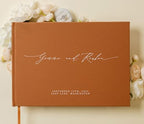 MUUJEE Personalized Guestbook in Terracotta - Premium Custom Modern Guest Book for Wedding Reception, Birthday Party or Events w/Bookmark Blank Pages for Signing 11.5 x 8.5 inches - Image 2