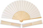 50pcs Cream-Coloured Paper Hand Fan Bamboo Folding fan Handheld Paper Fan by SEPWEDD