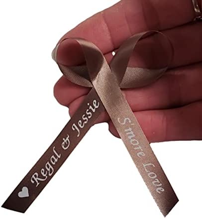 25 Personalized Ribbons Assesmbled Bows Custom Bridal Shower Favor Party Favors Wedding Bridesmaid Memorial Ribbons Funeral Baby Invitations Mis XV años Quinceanera (Mocha) - Image 3