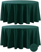 Fokitut 2 Pack Waterproof Round Tablecloth, 120 Inch, Stain Resistant and Wrinkle Polyester Table Cloth, Fabric Table Cover for Kitchen Dining, Wedding, Party, Holiday Dinner-Hunter by BalsaCircle